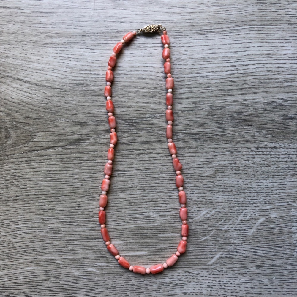 Gorgeous Vintage Angel Skin Coral Beaded Necklace Natural Rare Unique - Picture 8 of 13